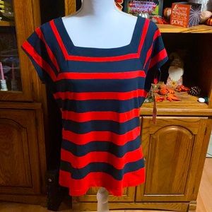 Women’s Chaps Navy/Red Striped Top